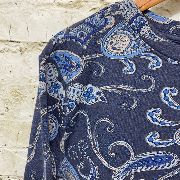 H&M Blue Paisley Print Fleece Lined Pullover Sweater - Picture 2 of 6